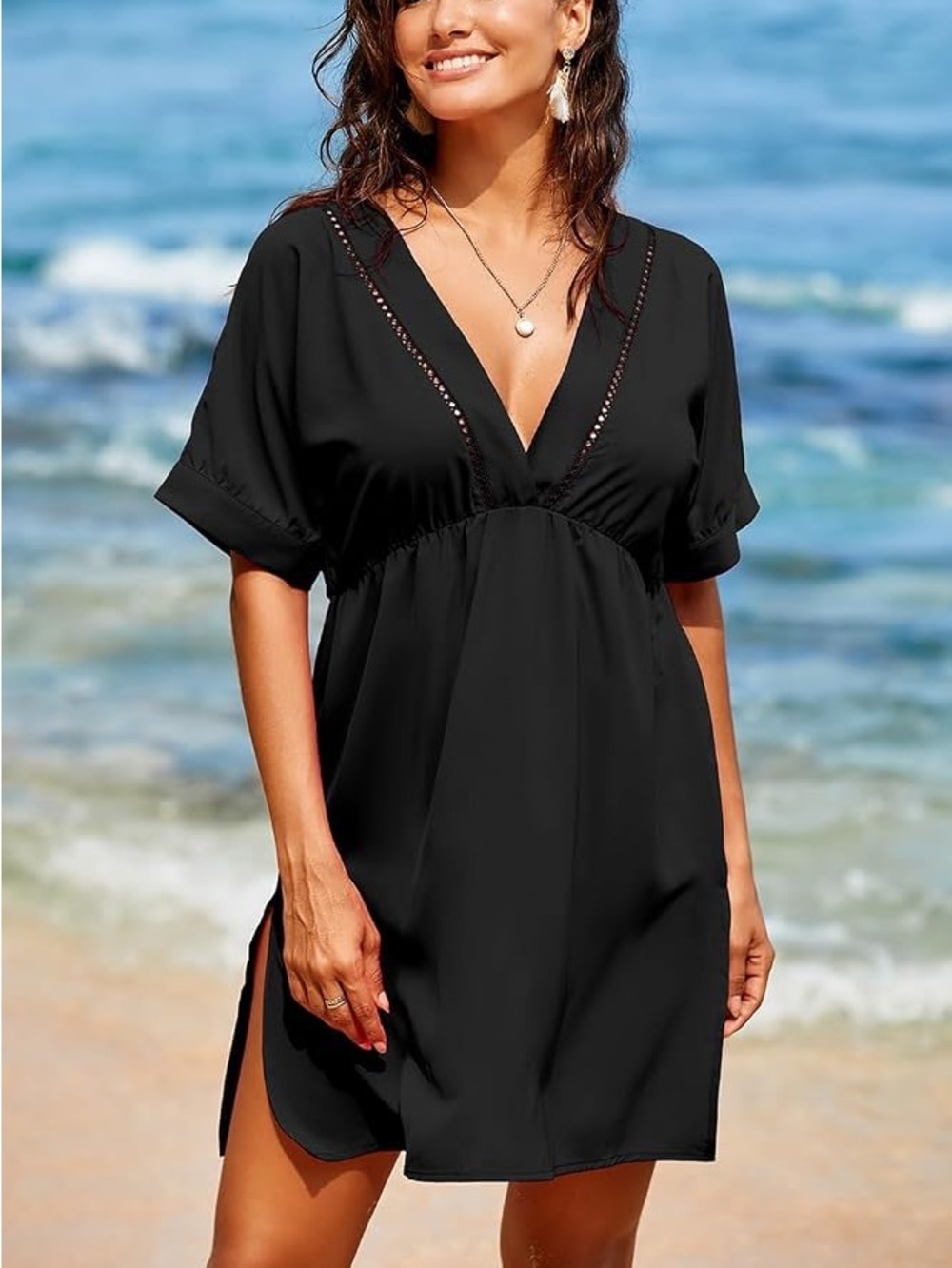 Black Women's Swim Cover-Up Dress